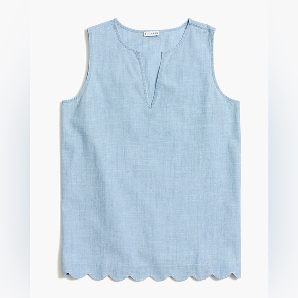 J. Crew Factory Tops - J. Crew Factory Light Blue Sleeveless Scallop Hem Top